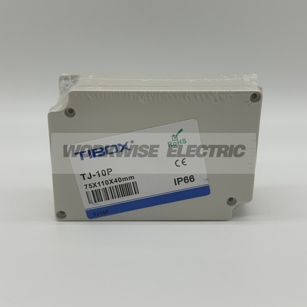 "TIBOX" TJ-10P กล่องพลาสติก พร้อมเทอร์มินอลบล็อก(Plastic Terminal Block Box IP66) 10Pole 10A Size : 110x75x40 mm.