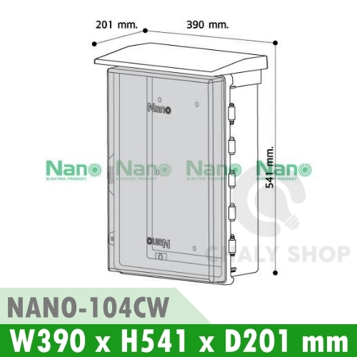 NANO Electric® NANO-104CW ตู้กันน้ำพลาสติก มีหลังคา ฝาใส ขนาด 15x21x8 นิ้ว (390 x 541 x 201 mm) สีขาว