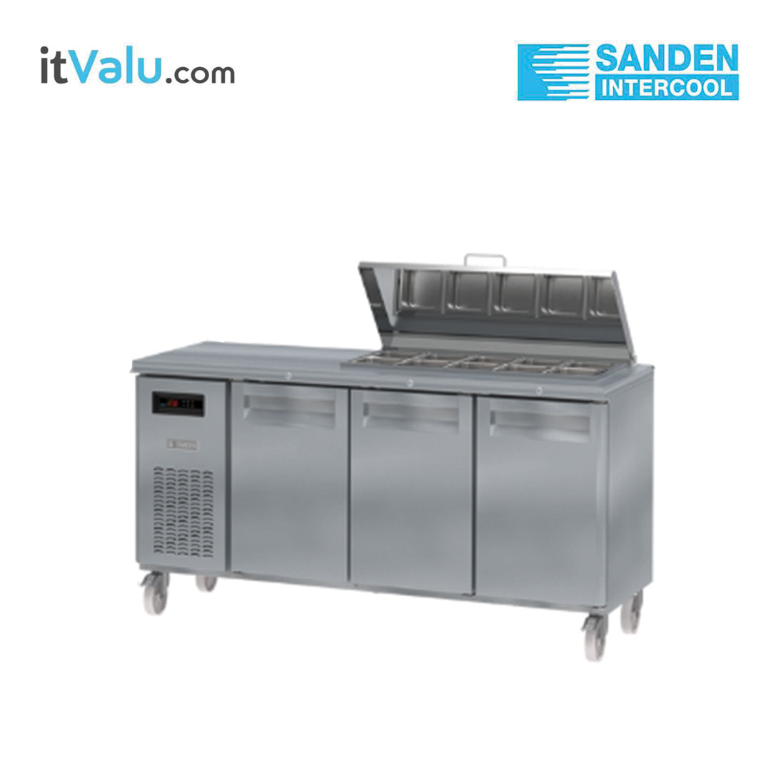 ตู้แช่สแตนเลสเคาน์เตอร์ Sanden ตู้สลัดบาร์ 180 รุ่น SSC3-1807 ความจุ 420 ลิตร ขนาด 180 x 75 x 85 ซม. รับประกันความเย็น 1 ปี รับประกันคอมเพรสเซอร์ 1 ปี
