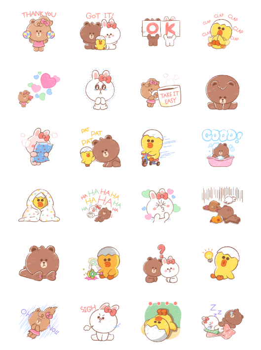 ขายสติกเกอร์ไลน์ BROWN & FRIENDS เด็กน้อยตัวจิ๋ว