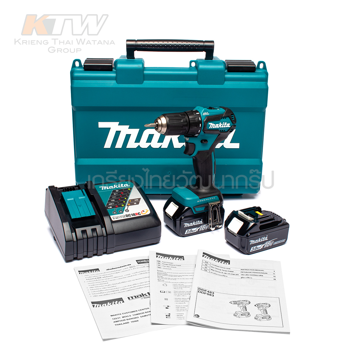 MAKITA สว่านไขควงไร้สาย 18V*3.0A / BL รุ่น DDF483RFE