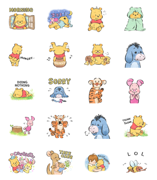 ขายสติกเกอร์ไลน์ หมีพู ลายเส้น Lommy♪