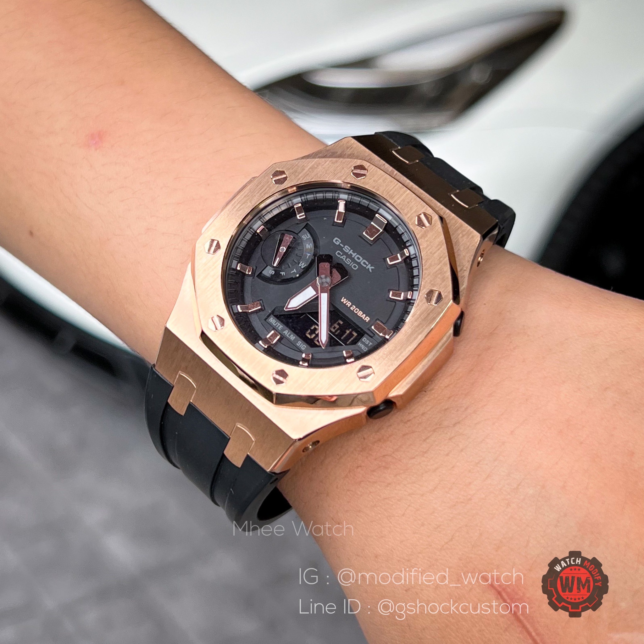 G-Shock Casioak Black Rosegold Steel Rubber Strap G-Shock mini 42mm