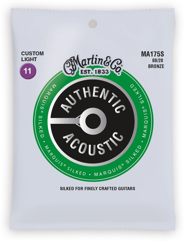 Martin MA175S 11-52 Marquis Silked 80/20 Bronze Authentic Acoustic Guitar Strings Custom Light 11-52