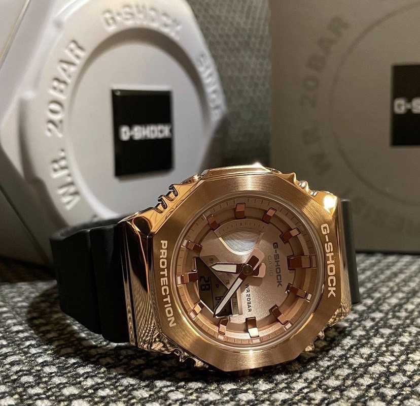 G-Shock Mini ทรงAPกรอบ Metal Face สีPink Gold ตัวใหม่ล่าสุด GM-S2100PG-1A4