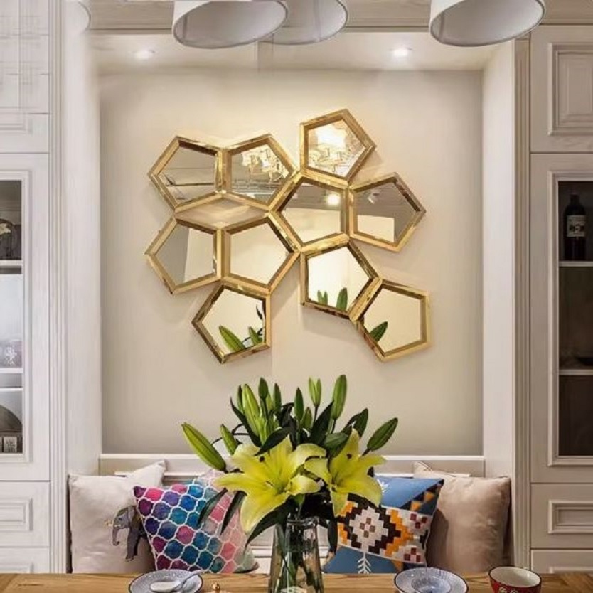 CT218G019 SOSHOKU กระจกรังผึ้ง กระจก Mirror ตกแต่งผนัง ตกแต่งบ้าน ร้านอาหาร Wall decoration เสริมฮวงจุ้ย