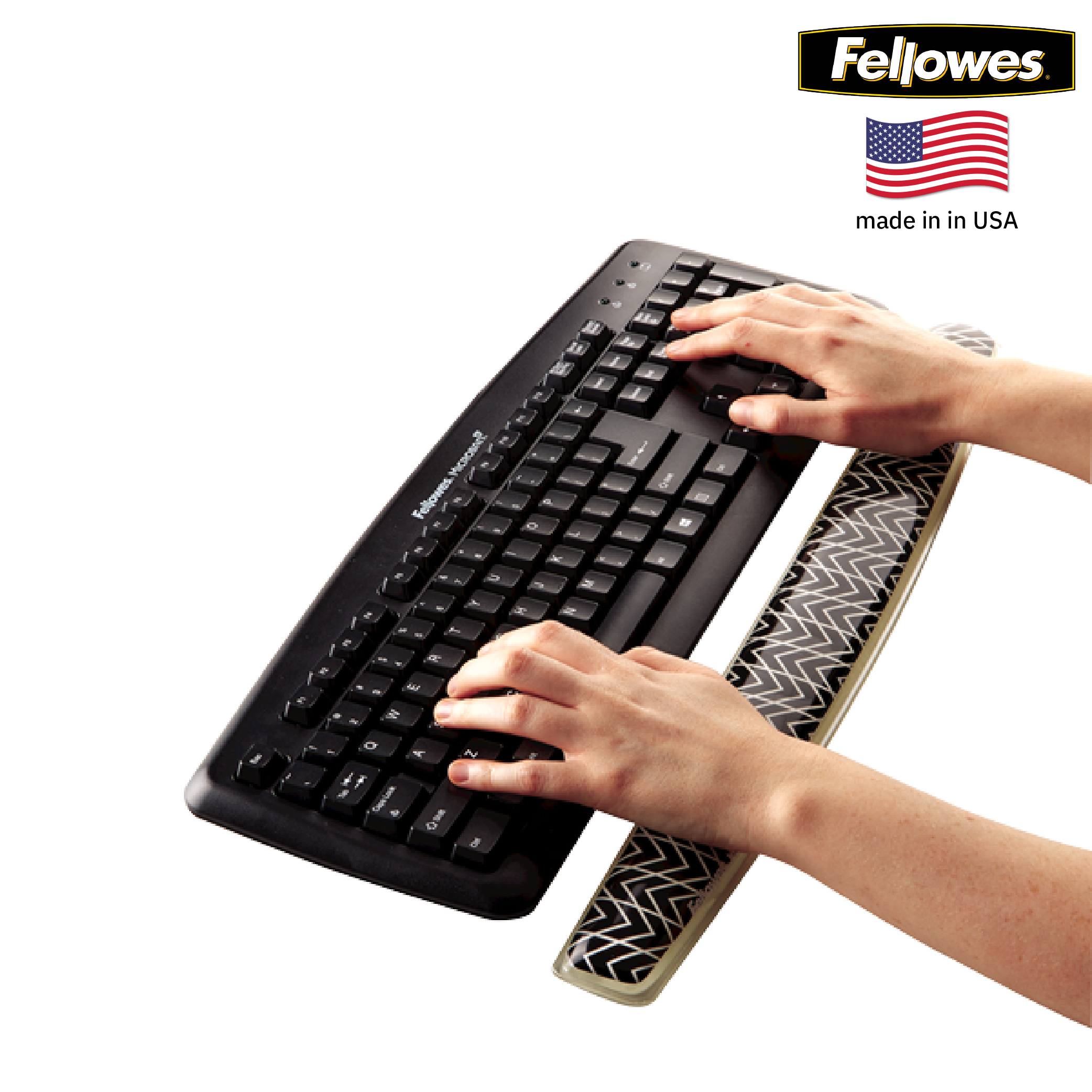แท่นเจลรองข้อมือเพื่อสุขภาพ สำหรับคีย์บอร์ด เฟลโล่วส์ Keyboard Wrist Support – Chevron