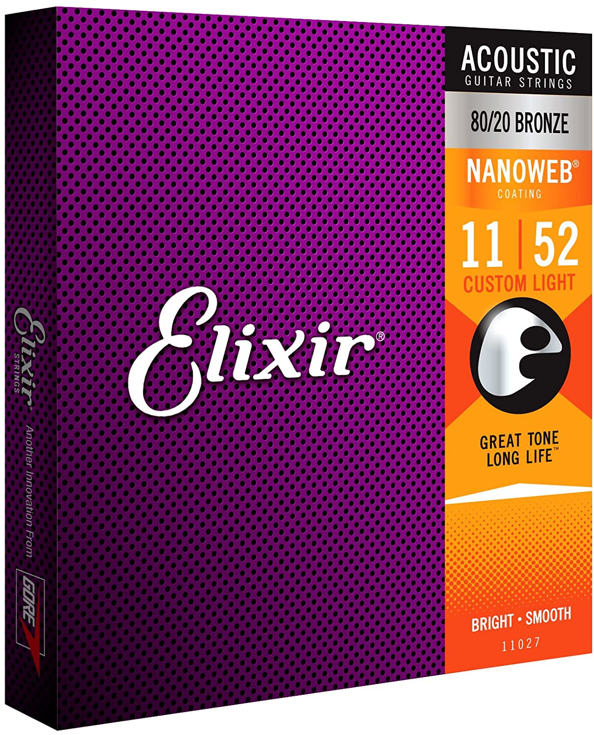 สายกีตาร์โปร่งเคลือบกันสนิม Elixir 11-52 Nanoweb 80/20 Bronze #11027