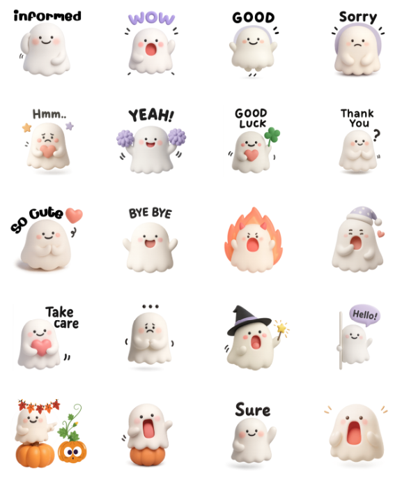 ขายสติกเกอร์ไลน์ ฮาโลวีนกับผีน้อยน่ารัก