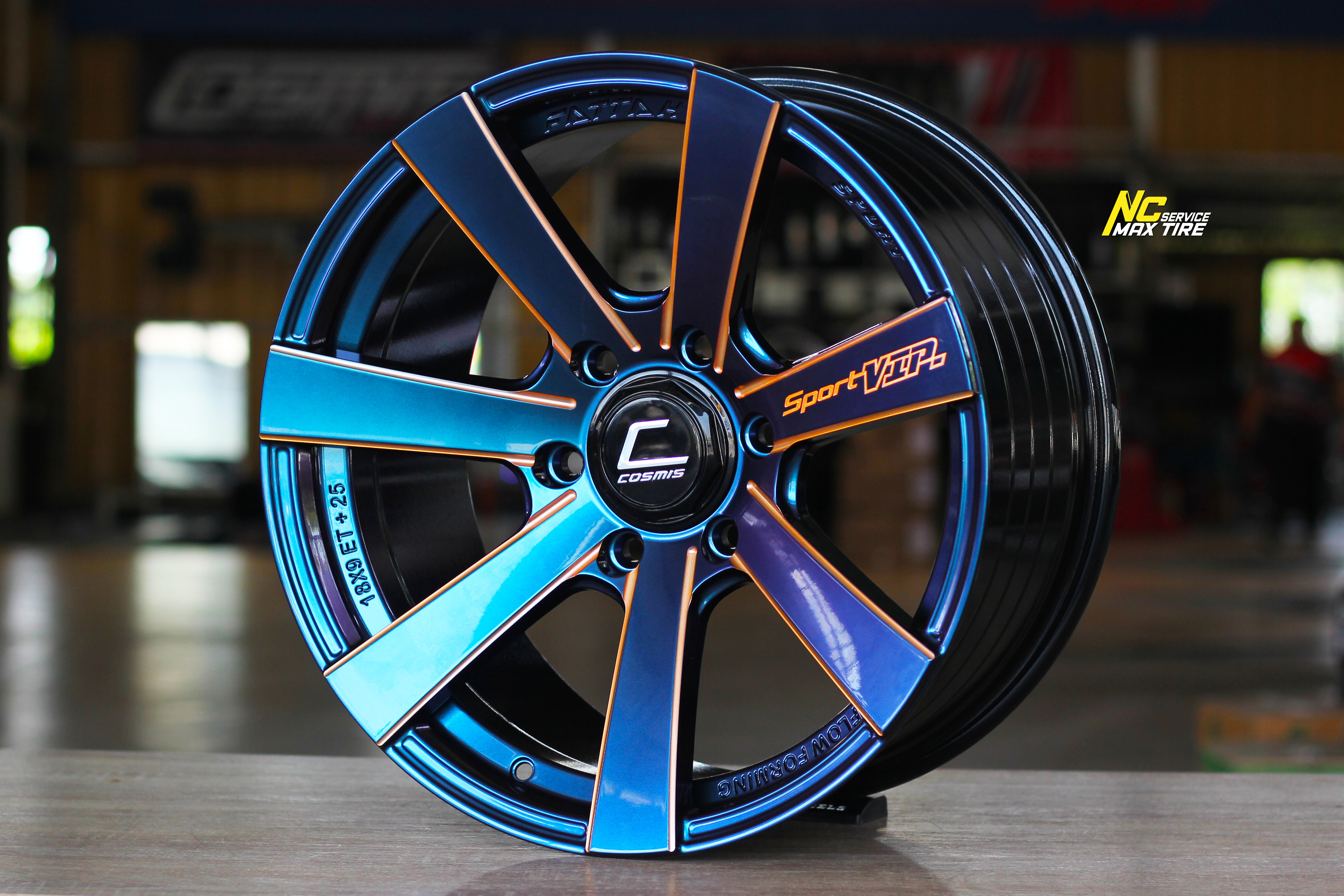 ล้อแม็กขอบ18 / Cosmis / FATTAH SPORT-VIP / 18x9.0 6H139.7 ET25 / ล้อแม็กสีน้ำเงินเฉดพาวเวอร์+ขอบดำ+CNCข้างก้าน+CNCตัวหนังสือ / Custom Color / PowerBlue / SUV / PPV / NC / ล้อแม็กสวยๆ