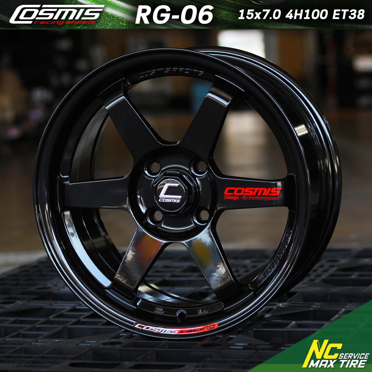 ล้อแม็กขอบ15 / Cosmis / RG-06 / ล้อแม็กสีดำเงาทั้งวง+เพลท / 15x7.0 4H100 ET38 / ล้อแม็กสำหรับรถเก๋ง / ล้อแม็ก City Car / ล้อแม็ก Eco Car / NCล้อแม็ก / NC / ล้อแม็กสวยๆ