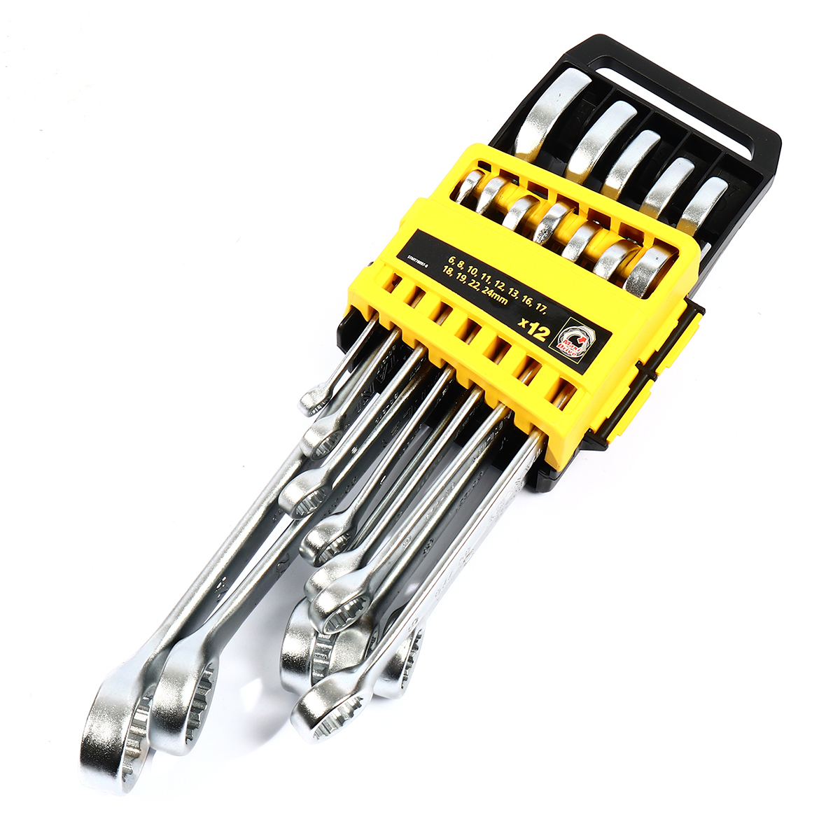 ชุดประแจแหวนข้างปากตาย 12 ชิ้น แบบแขวน สแตนเล่ย์ (STANLEY) รุ่น CWB STMT78097 ขนาด 6-24 มม. ในชุดประกอบไปด้วยเบอร์ 6,8,10,11,12,13,16,17,18,19,22,24 มม. วัสดุทำจาก เหล็กกล้าคาร์บอน ผ่านการทดสอบตามมาตรฐาน ANSI, ISO & DIN ผิวสัมผัสแบบด้าน