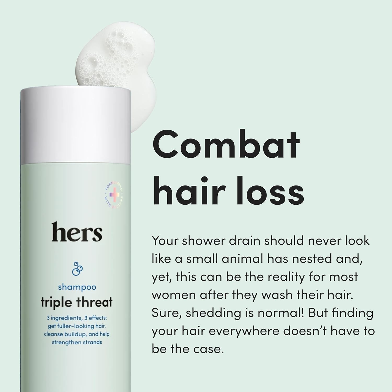 hers Triple Threat Shampoo แชมพูสระผม ข่วยผมหนาและมีน้ำหนักมากขึ้น