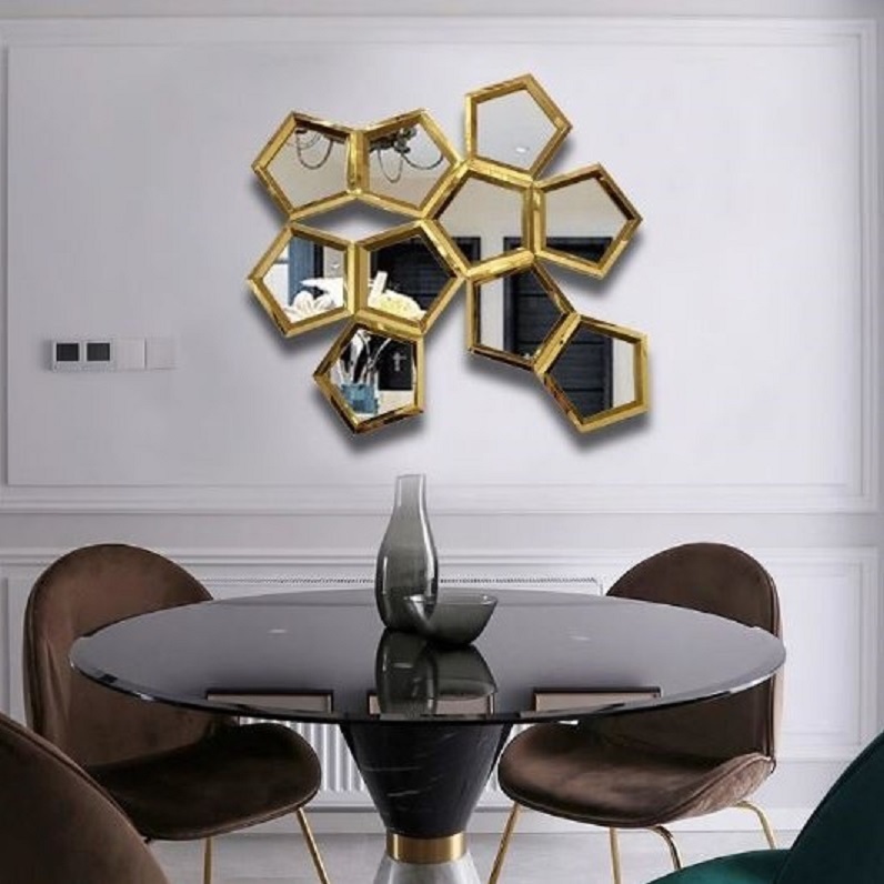 CT218G019 SOSHOKU กระจกรังผึ้ง กระจก Mirror ตกแต่งผนัง ตกแต่งบ้าน ร้านอาหาร Wall decoration เสริมฮวงจุ้ย