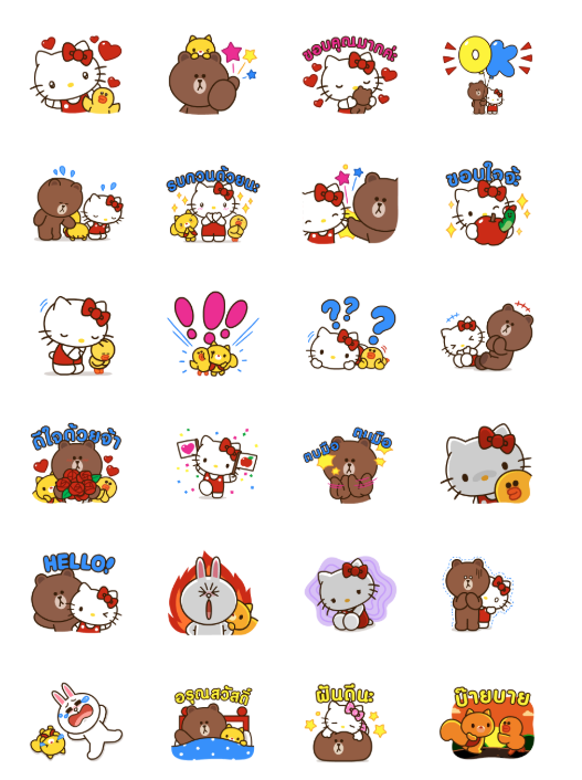 ขายสติกเกอร์ไลน์ LINE FRIENDS & HELLO KITTY 2