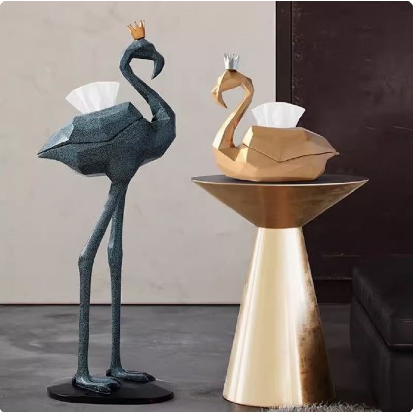 CT194I007 HOMMY ที่ใส่ทิชชู่นก flamingo กล่องกระดาษ ของแต่งห้องนั่งเล่น