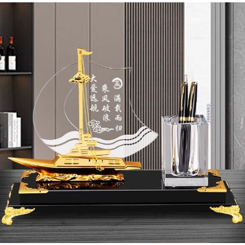 CT029D103 HOMMY ของตั้งโชว์ ของตั้งโต๊ะ เรือใบ ใส่ปากกา นาฬิกาตั้งโต๊ะ