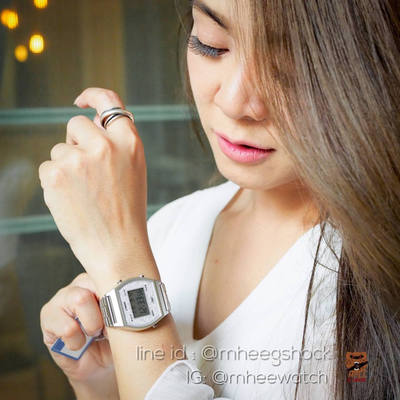 นาฬิกาผู้หญิง คาสิโอ้ Casio Vintage Bling หน้าปัดเพชร เงิน ของแท้ 100% ประกันศูนย์เซ็นทรัล CMG