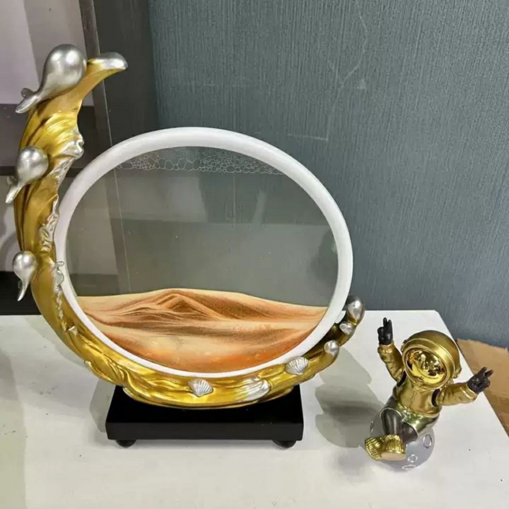 CT188B155 FAMITOSS เครื่องประดับนาฬิกาทราย โมเดล ของตกแต่ง ของขวัญขึ้นบ้านใหม่ โมเดลแต่งโรงแรม ภาพวาดทรายดูด