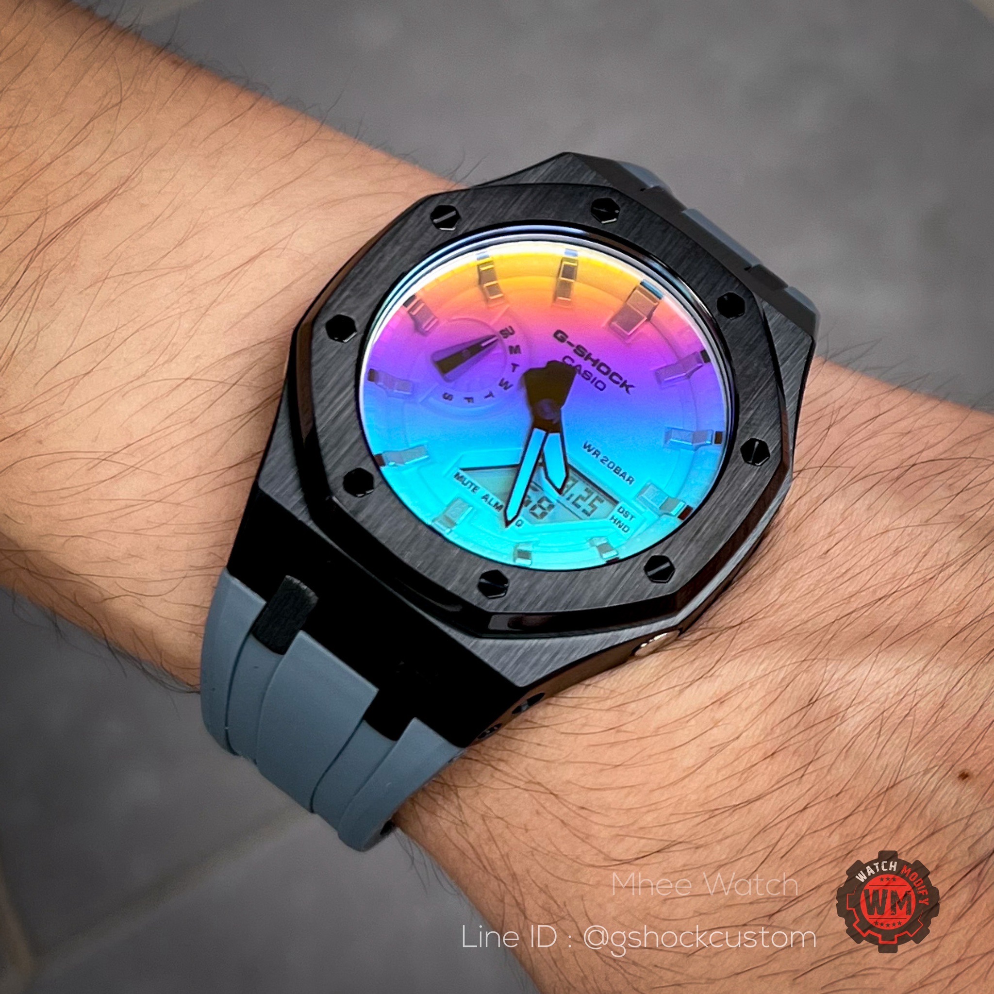 G-SHOCK AP Casioak Rainbow Dial Black Metal Grey Lambo Strap