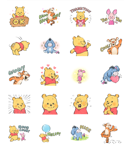 ขายสติกเกอร์ไลน์ หมีพู ลายเส้น Lommy♪