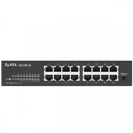Zyxel GS1100-16 16-port GbE Unmanaged Desktop Switch + Free 19" Rack-Mount