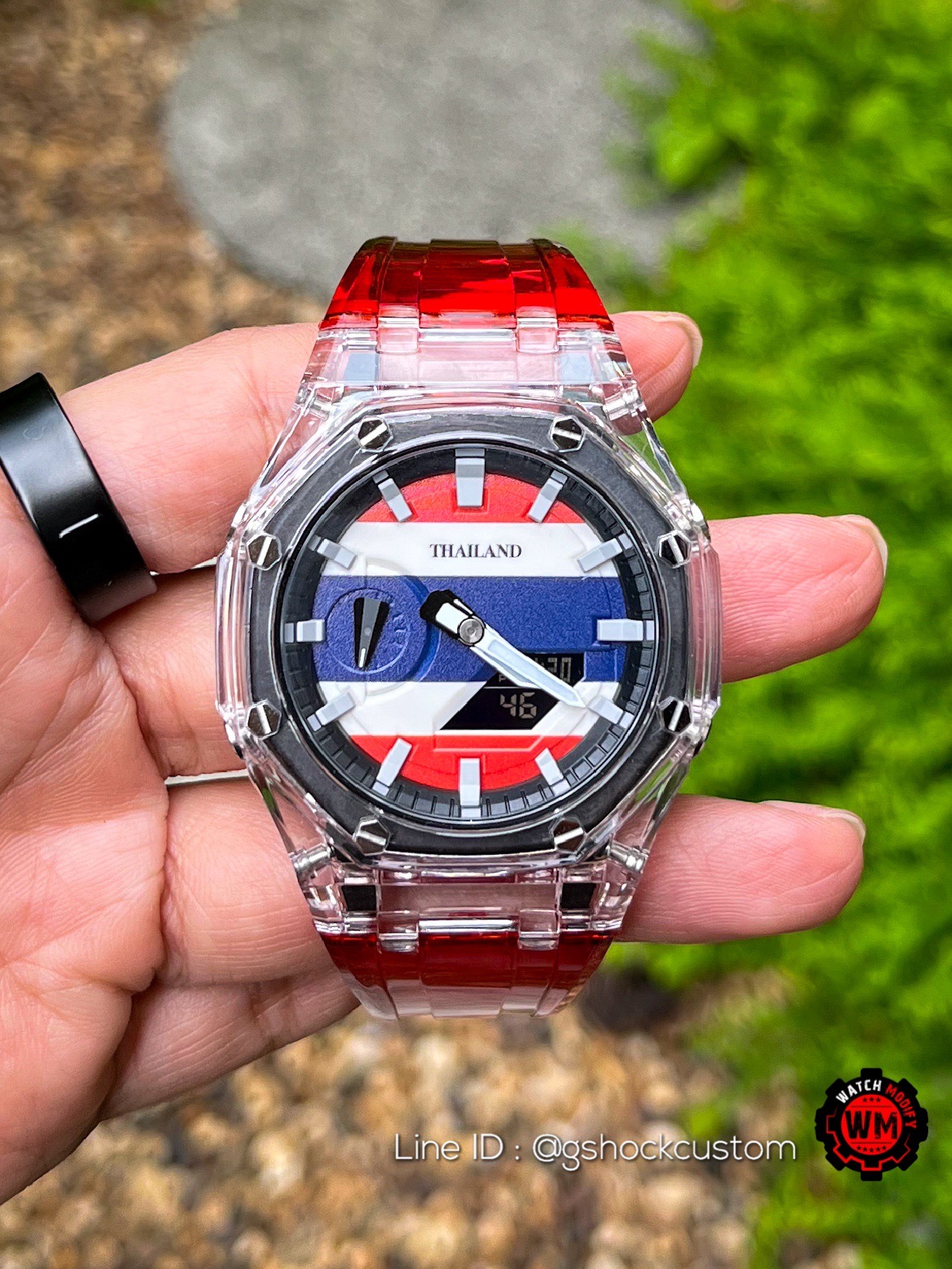 G-Shock Custom Thailand Red Jelly Transparent Strap with Stainless Buckle Lock