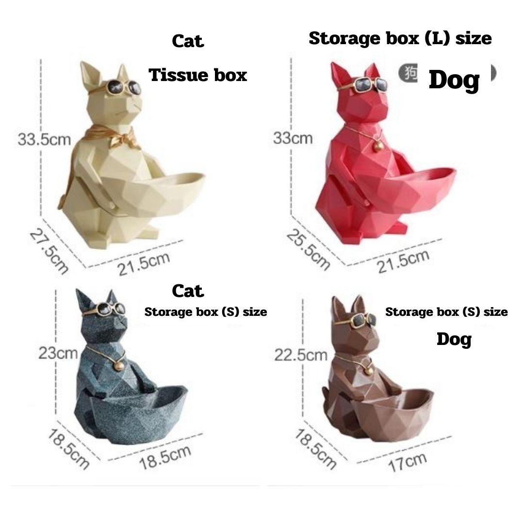CT194I004 HOMMY กล่องทิชชู่แมวนำโชค กล่องทิชชู่น้องหมา ของแต่งโต๊ะ
