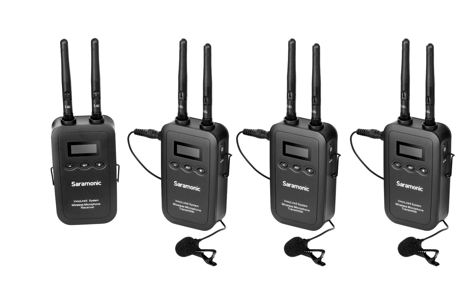 Saramonic VmicLink5 Set 3 (RX+TX+TX+TX) ไมโครโฟนไร้สาย คลื่นความถี่ 5.8GHz