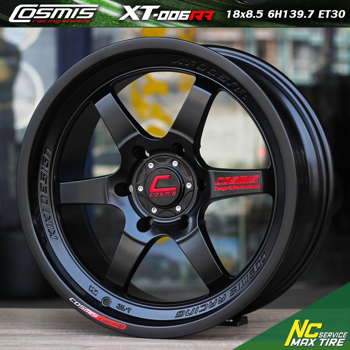 ล้อแม็กขอบ18 / ล้อแม็กสำหรับรถกระบะ / Cosmis / XT-006RR / 18x8.5 6H139.7 ET30 / ล้อแม็กสีดำด้าน+หยอดตัวหนังสือแดง / SUV / PPV / NC