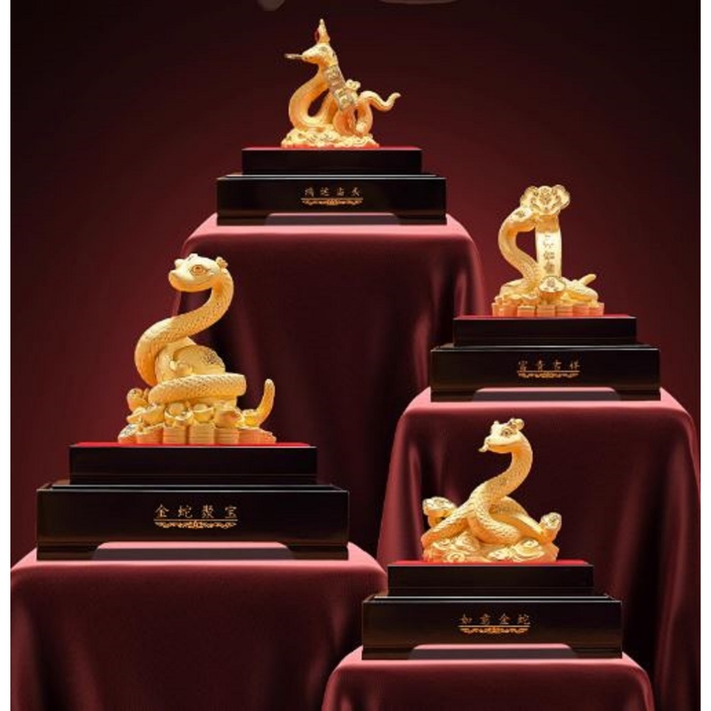 CT224B161 HAOYUN รูปปั้นงูมงคล งูทอง ปีมะเส็ง Snake ของมงคล ของขวัญเลื่อนตำแหน่ง ของขวัญขึ้นบ้านใหม่