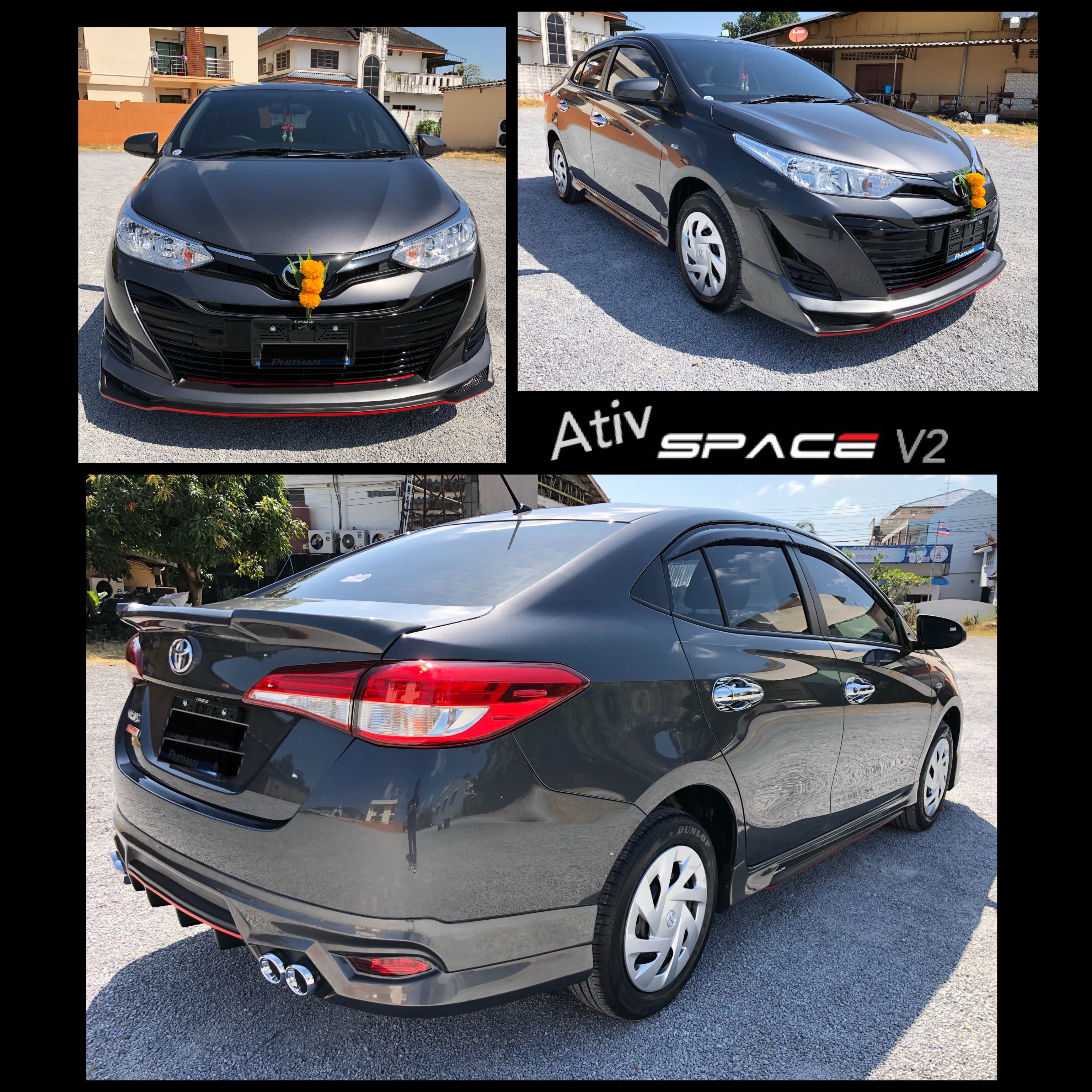 ชุดแต่ง Yaris Ativ 2017 2019 2021 Sedan 4ประตู - สเกิร์ตรอบคัน ยาริส เอทีฟ แต่งสวย งานคุณภาพ ราคาไม่แรง