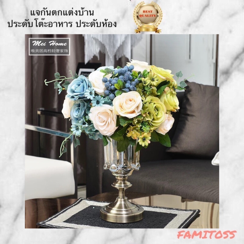 CT031E004 FAMITOSS แจกันตกแต่งบ้าน แจกัน ดอกไม้ปลอมเหมือนจริง ดอกไม้ประดิษฐ์พร้อมแจกัน แจกันแต่งบ้าน flower vase