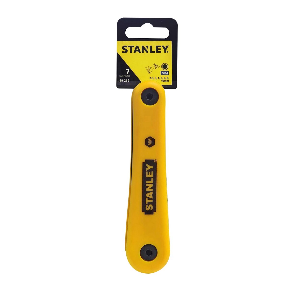 ชุดประแจแอลหัว 6 เหลี่ยม ก้านดำ แบบพับได้ สแตนเล่ย์ (STANLEY) รุ่น 69-262 1 ชุด 7 ชิ้น ประกอบไปด้วยขนาด 2.5, 3, 4, 5, 6, 8, 10 มม