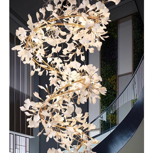 CT200A183 SOTMIA โคมไฟใบแปะก๊วย โคมไฟระย้าโถงบรรได Chandelier แชนเดอเรียยาว