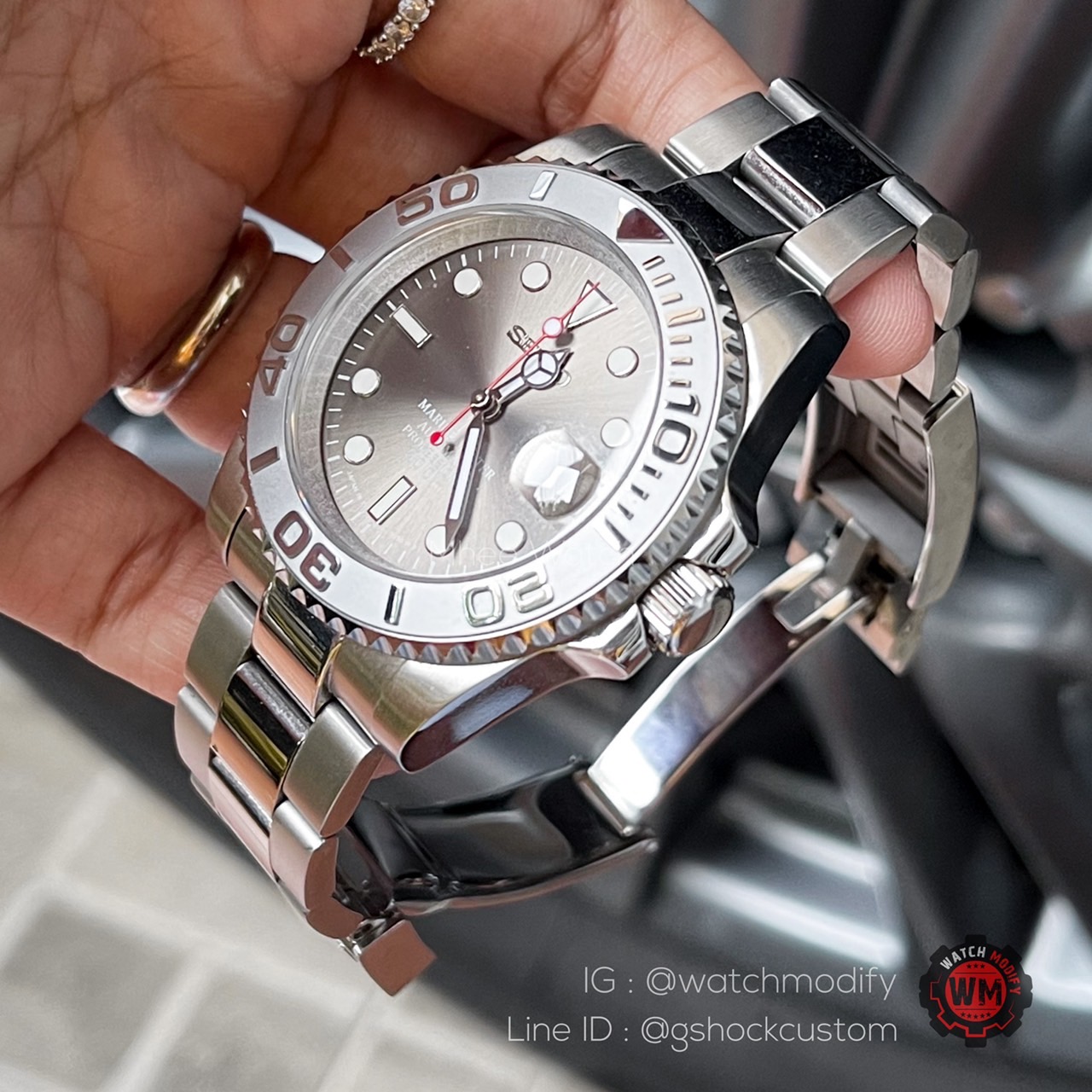 Seiko Modify หน้า Yacht Master Silverหน้าเทาสวยมากครับวัสดุเทพๆระบบAutomatic