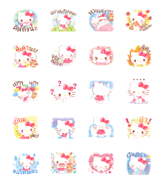 ขายสติกเกอร์ไลน์ เฮลโลคิตตี ภาพวาดสีน้ำ