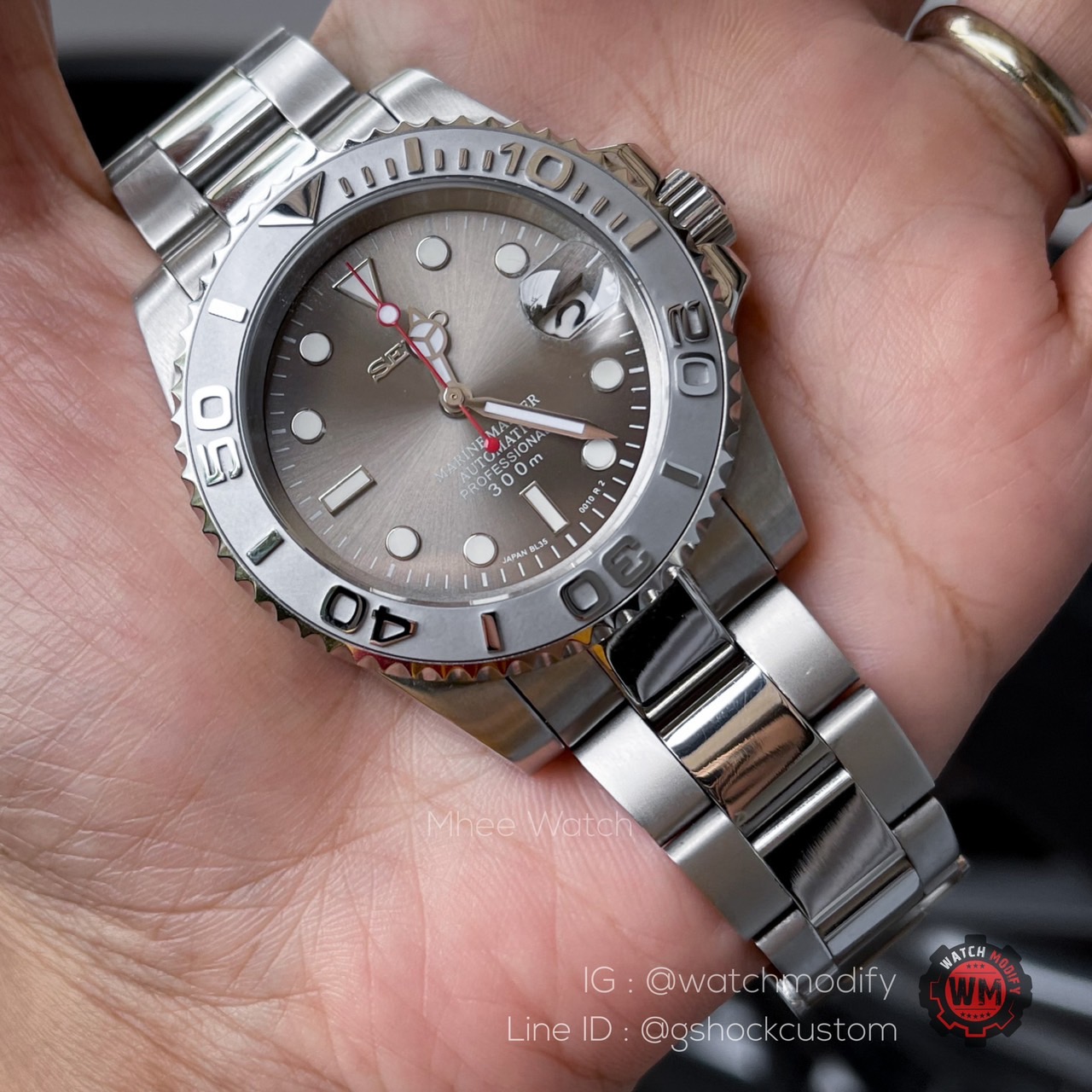 Seiko Modify หน้า Yacht Master Silverหน้าเทาสวยมากครับวัสดุเทพๆระบบAutomatic