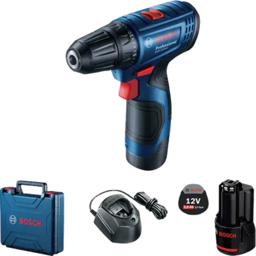 Bosch รุ่น GSR 120 LI Gen 3 สว่านไร้สาย 12 โวลต์ แบตเตอรี่ 2.0 Ah / 2ก้อน แท่นชาร์จ
