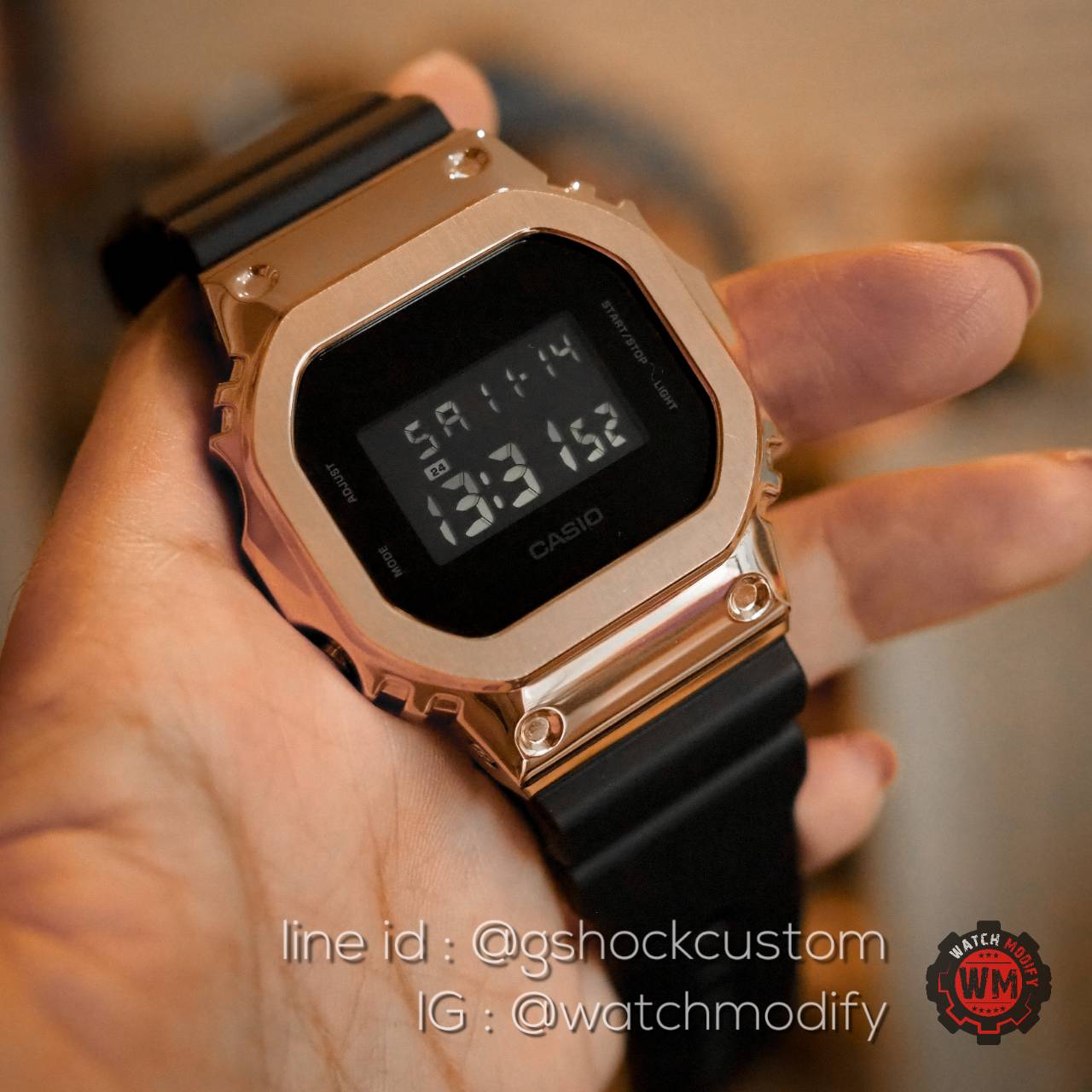 Dw-5600 ยักษ์เล็กCustom ใส่กรอบMetal Rose Gold