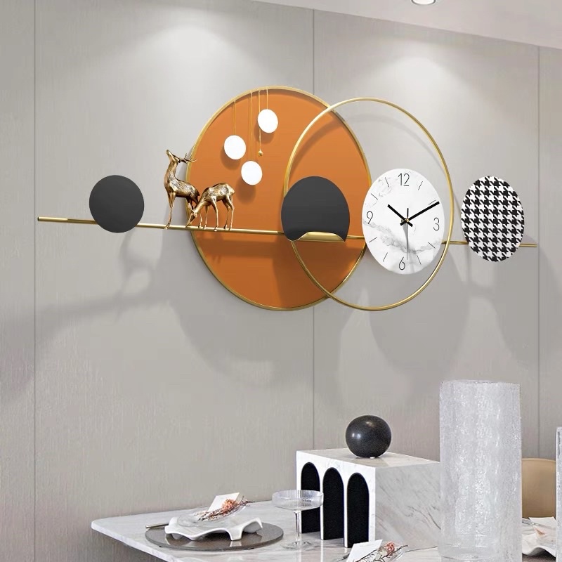 CT117E020 INTERY #นาฬิกาติดผนัง นาฬิกากวางคู่ นาฬิกาModern luxury นาฬิกามงคล นาฬิกาสวยหรู นาฬิกาตกแต่งห้อง