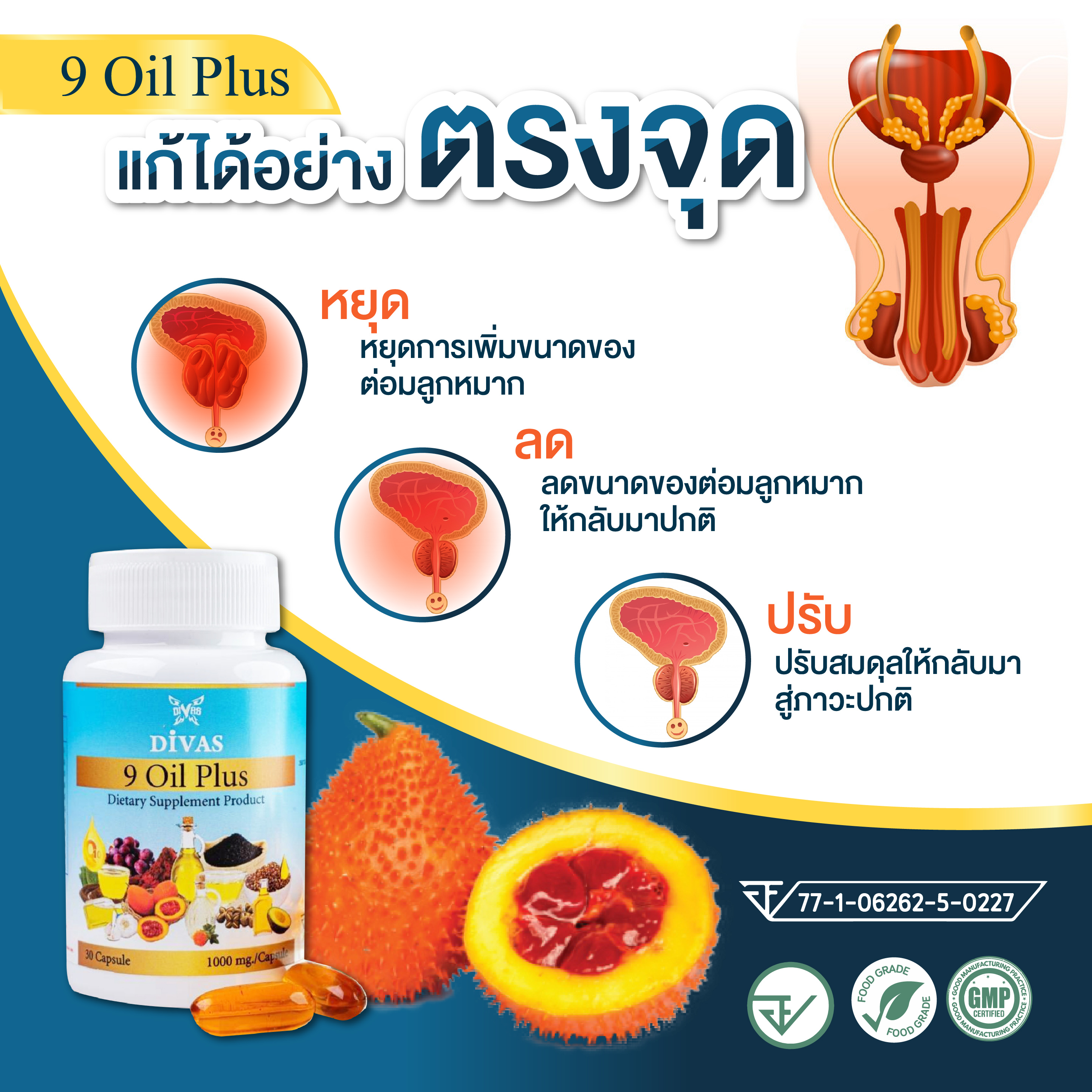 7 Oil Plus, ต่อมลูกหมาก, 9 Oil Plus,Gac Oil,Astaxanthin,น้ำมันงาดำ,น้ำมันฟักข้าว,แอสต้าแซนธิน,น้ำมันงาม้อน,น้ำมันไรซ์เบอร์รี่,เซซามิน,Sesamin