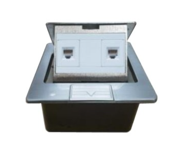 UL-2012A RJ11 POP-UP STAINLESS 2 PORT OUTLET W/DAMPING เต้ารับฝังพื้นมี DAMPING)