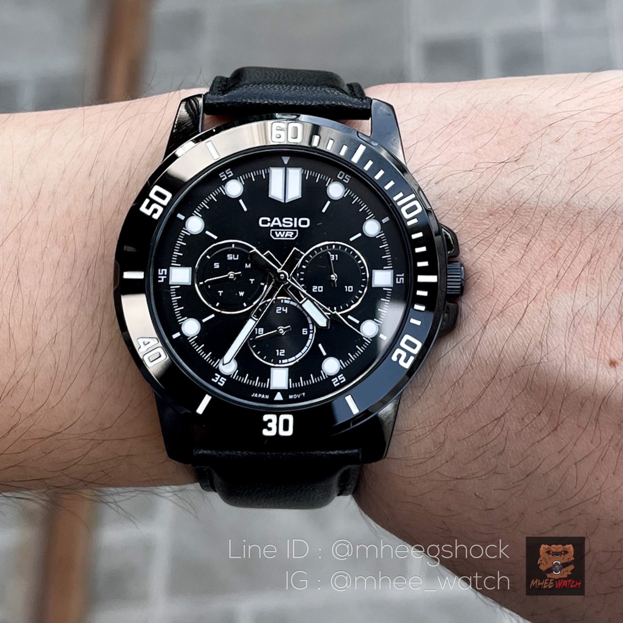 Casio Sport Dial Black Leather จอโครโนกราฟ เข็มหมุนได้ทุกจุด ของแท้ รับประกันศูนย์