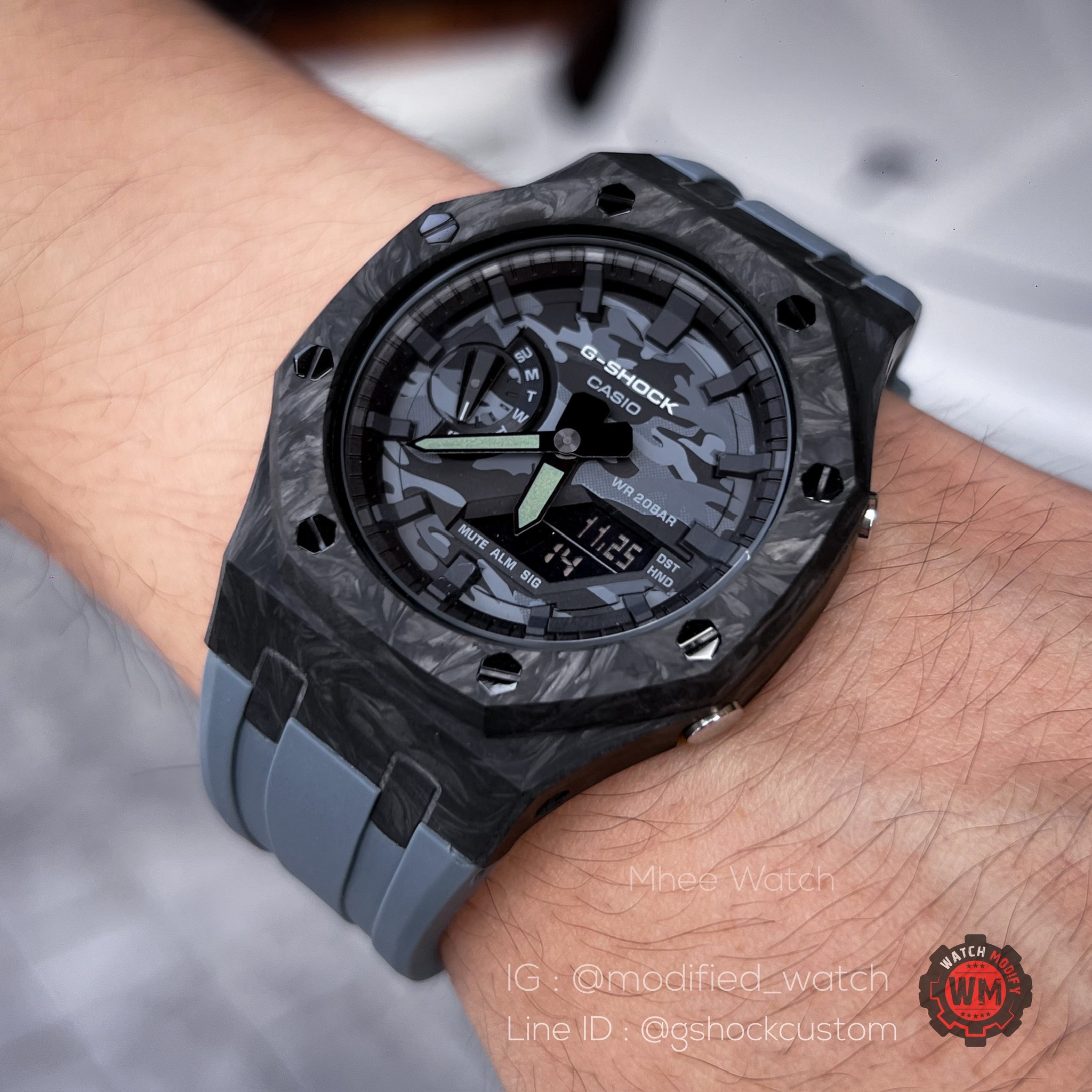 G-Shock Casioak Camo Dial with new Carbon Fiber bezel and Lambo Grey rubber strap