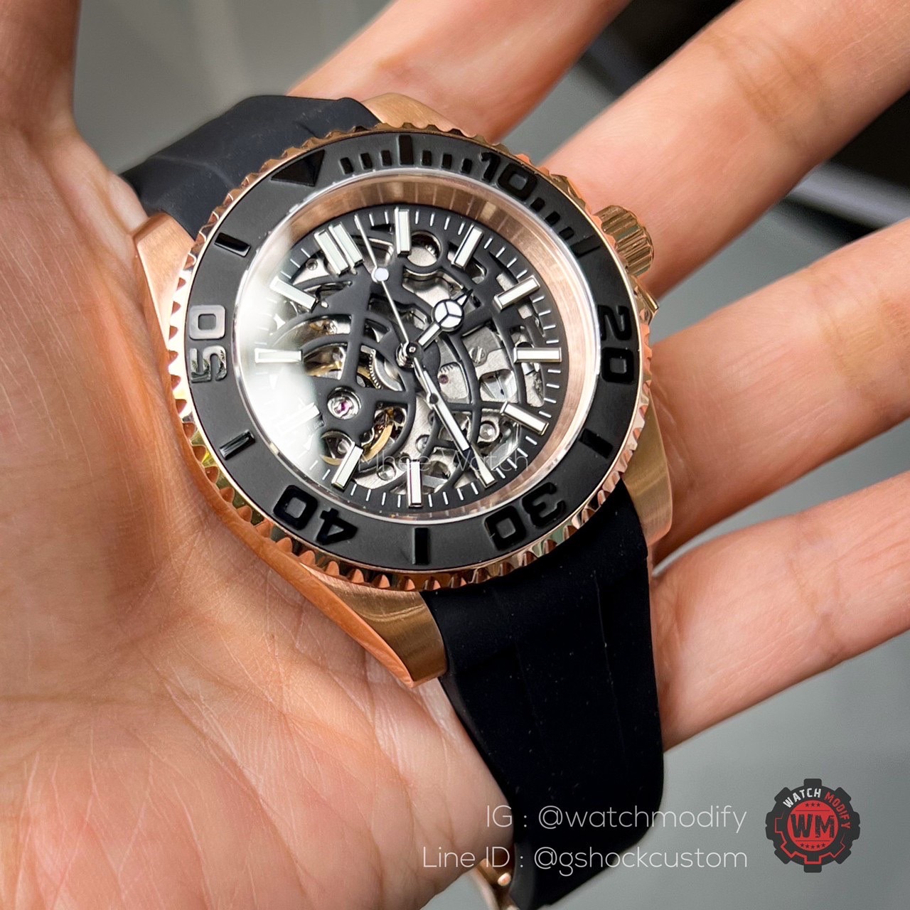 Seiko Mod Yacht Master Rosegold Skeleton