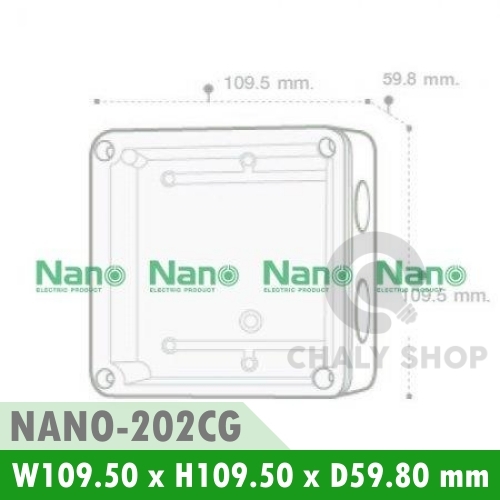 NANO Electric® NANO-202CG กล่องกันน้ำพลาสติก ฝาใส ขนาด W109.50xH109.50xD59.80 mm สีเทา (JUNCTION BOX IP65)