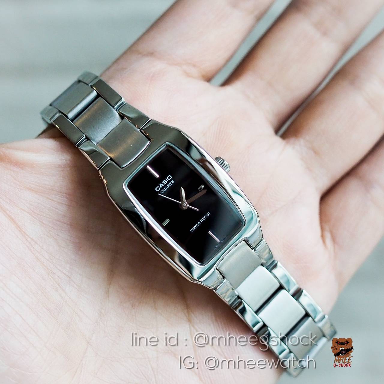 Casio Lady Quartz หน้าปัดดำ สแตนเลส ของแท้ ประกันศูนย์เซ็นทรัล