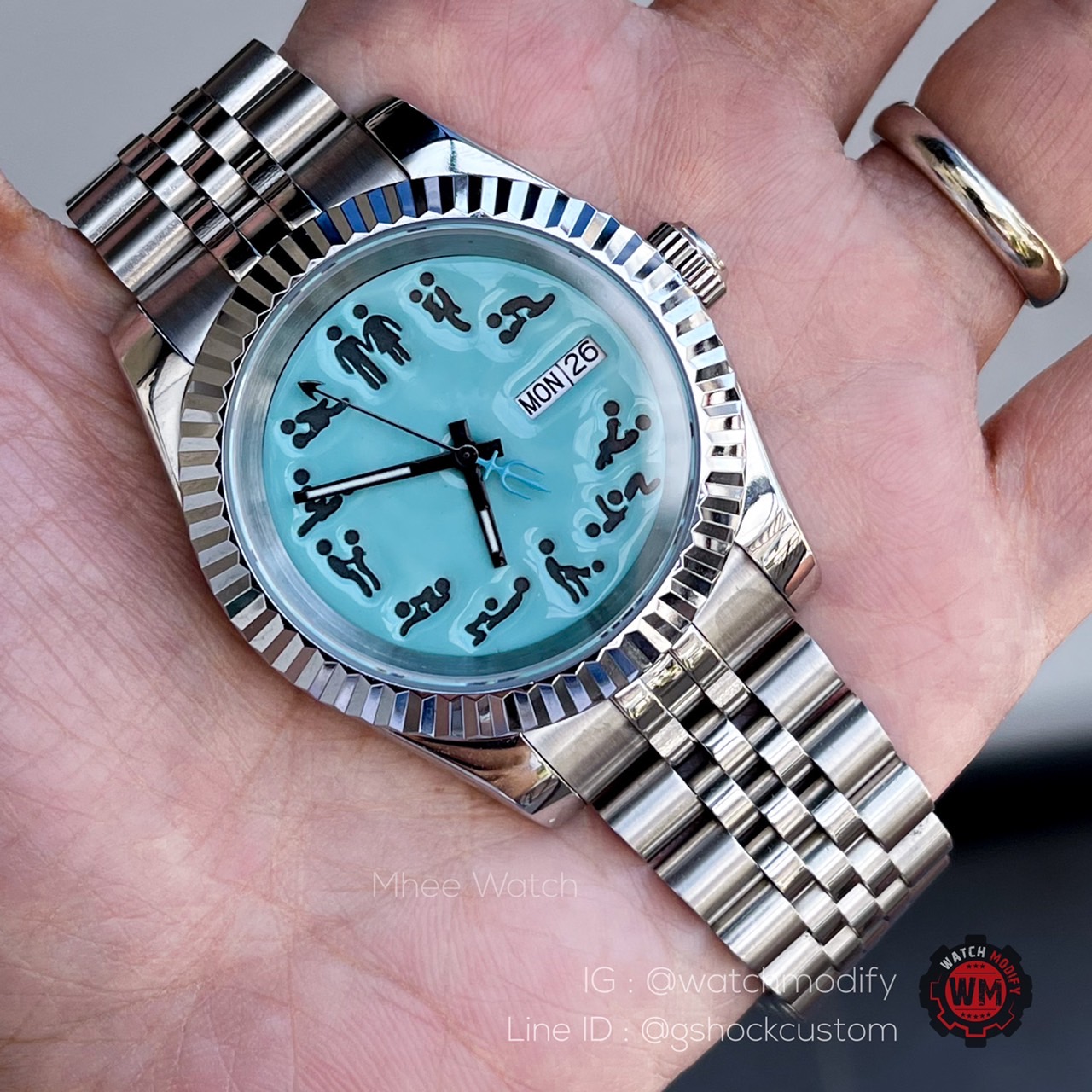 Seiko Modified Sex Make Love Tiffany Blue Dial with DJ case and Jubilee Strap