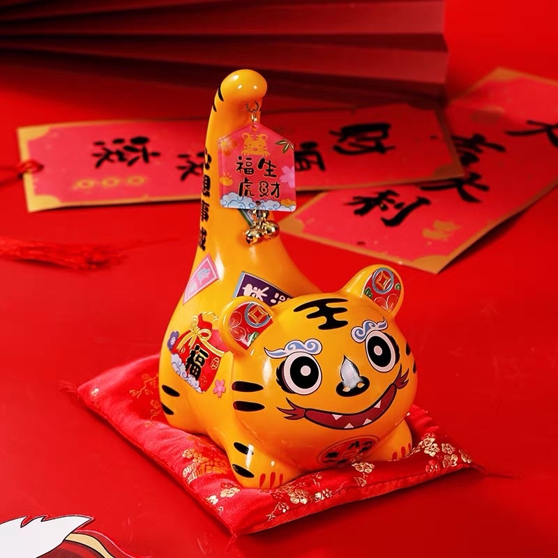 CT099B072 HAOYUN #เสือนำโชค โมเดลเสือ รูปปั้นเสือมงคล เสือมงคล กระปุกออมสิน เสือนำโชคตั้งโต๊ะ เสือนำโชคตั้งโชว์